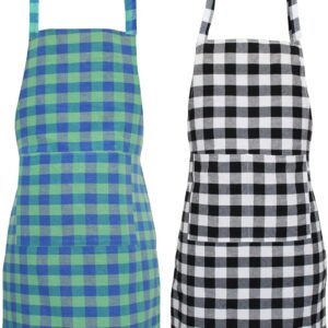 Aleasea Waterproof Unisex Kitchen Apron with 2 Front Center Pockets with Adjustable Neck Strap Pack Of 2